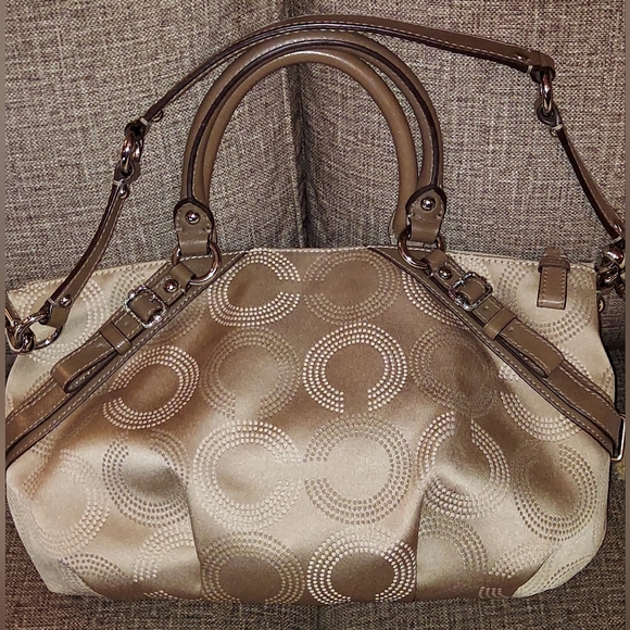 Vintage Coach Gold and Brown Signature Satchel - Picture 3 of 10